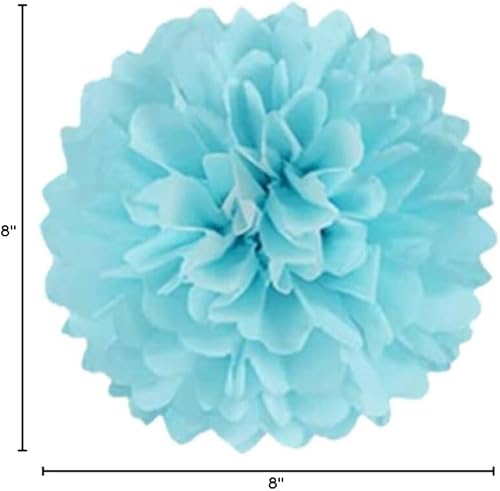 Miniatura 5 de BRZIKWT 12 pompones de papel de seda rosa y azul para revelación de género, fiesta, techo, colgar en la pared, decoración de flores (8, 10 y 12