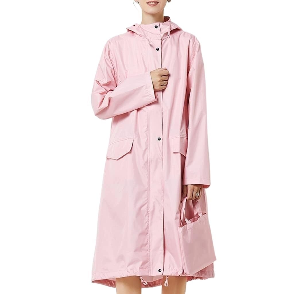 Chubasquero Cortavientos Color Sólido Impermeable Viajes Al Aire Libre Adultos Hombres Y Mujeres Parejas Ponchos De Lluvia Impermeables(Pink,XL)