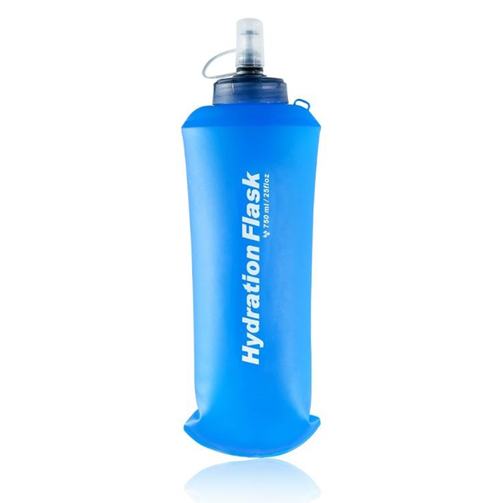 Soft Flask , TPU Folding Water Bottles, Collapsible Running Flask for Hydration Pack, BPA-Free, Water Bottle for Running, Hiking, Cycling, Climbing, Marathon (Blue, 750ml/25.4oz)