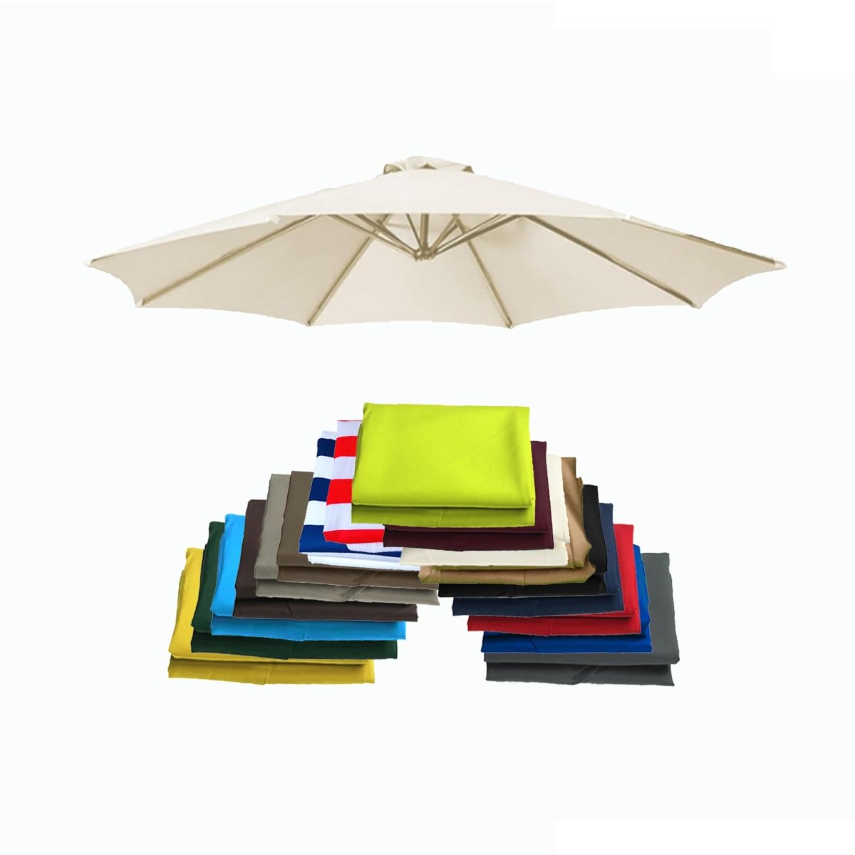 ALDNMBR 6.5ft 7.5ft 9ft 10ft Garden Parasol Replacement Canopy, 6 Ribs 8 Ribs Waterproof Uv Resistant Polyester Outdoor Patio Umbrella Top Cover White 2.7m/9FT-8Ribs
