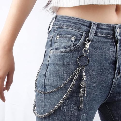 Image of GUSTAVE Layered Pants Chain for Men Double Punk Wallet Chains Trousers Jeans for Biker Heavy Skull Belt Gothic Accessories