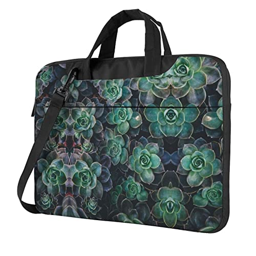 Sacoche bandoulière ordinateur portable 13 14 pouces vert succulent motif