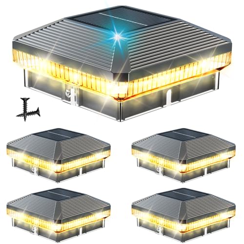 Image of 4 Pack Solar Post Cap Lights Outdoor, Brighter 40 LEDs with 3 Modes, Waterproof Deck Fence Post Lights Solar Powered for 3.5x3.5 and 4x4 Wood /Vinly Posts