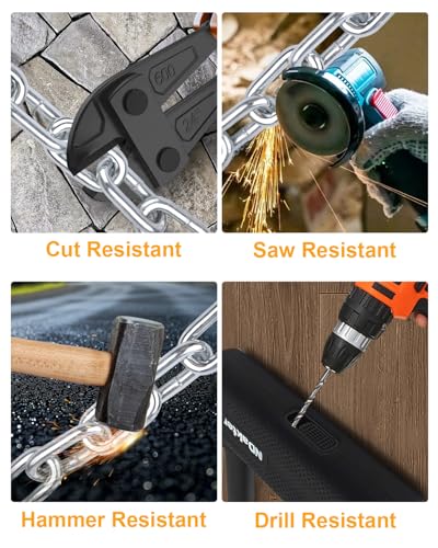 Image of NDakter Motorcycle Chain Locks, Heavy Duty Anti Theft - 18mm Shackle, 4FT x 12mm Thickness Security Chain, Bike U Lock with 3 Keys for Ebike, Escooter, Moped and Gate