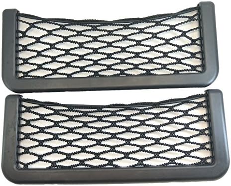 RLdaffodil 2 Pack 8 Inches Ultra Slim Side Pocket Car Seat Side Storage Net Organizer Car Resilient Pockets for Key, Phone, Purse, Cigarette and Other Small Item Black