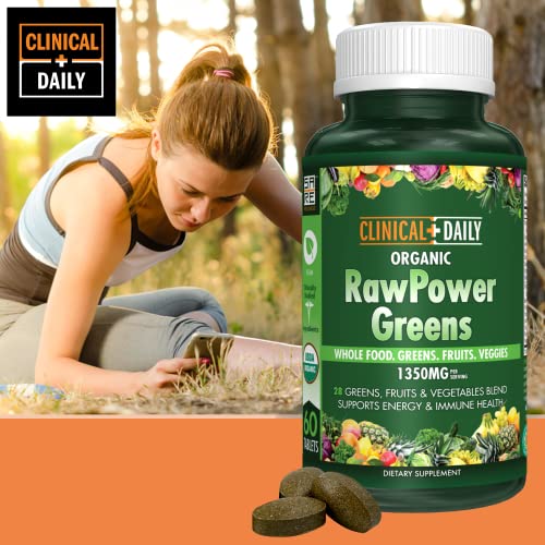 Clinical-Daily-Raw-Power-Greens-Organic-USDA-Tablets-Start-Dissolving-Fast-for-Absorption-Your-Super-Greens-Powder-Organic-Superfood-in-Convenient-Fruits-and-Veggies-Supplement-Pills-Vegan-60-Ct