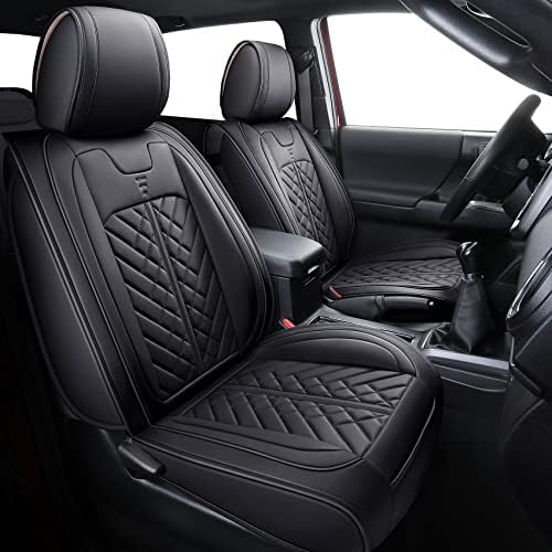 Tomatoman Car Seat Covers Compatible with Toyota Tacoma Truck 2005-2024 2025 Access Crew Double Cab TRD Sport Offroad Limited SR5 V6 Cushions(Full Set/Black)