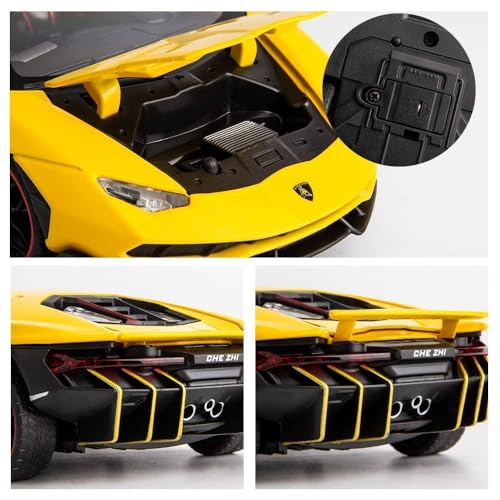 Image of 1:24 Lamborghini LP770 Die-Cast Alloy Sports Yellow Car Model - Metal Pull Back Toy Car