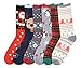 Sumona 6 Pairs Women Colorful Fancy Crazy Design Soft & Stretchy Novelty Crew Socks