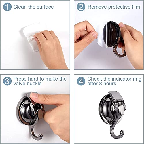 Apkhgtb Gunmetal Vacuum Suction Cup Hooks 6Pack(2Pack+4Pack) Reusable Towel Hooks Shower Hooks Door Wreath Hanger Heavy Duty Wall Hooks #TOP5