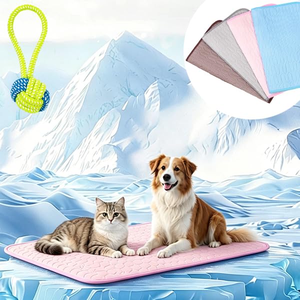 fjaldjfu 2026 New Dog Cooling Mat,Pet Cooling Mat, Indoor Outdoor Dog Cooling Ice-Silk Pad, Large, Pet Breathable Summer Washable Beddings For Sofa Floor Kennel (#03,XXL 150 * 100cm)