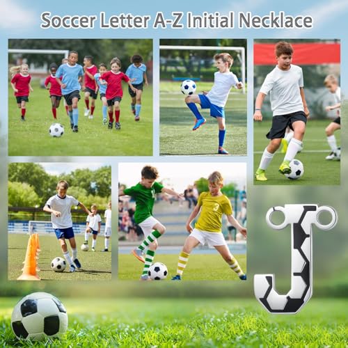 NUKAYAI Letter J Soccer Necklace Initial Charm Pendant Gifts for Men - image 3