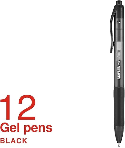 Miniatura 2 de STAPLES 2072167 Aura Gel - Bolígrafos retráctiles de 0.028in, negro, paquete de 12 (29195)