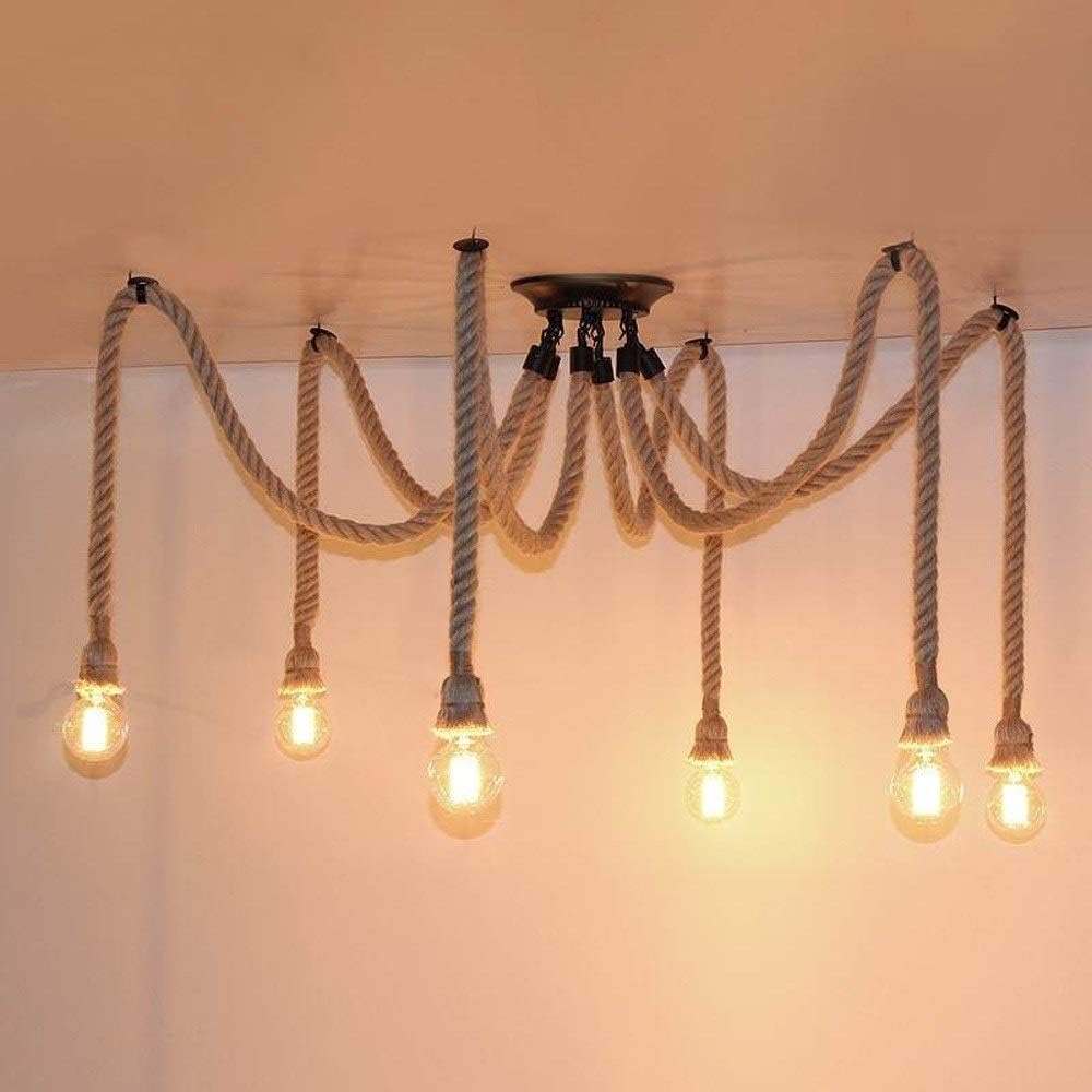 JaneYi E27-fitting met kabel en stekker, vintage hanglamp, 3-vlammige lamphouder met schakelaar, lampkabel van henneptouw, hanglamp voor keuken, bar
