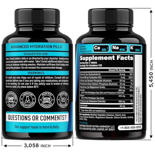 Image of Electrolytes - Electrolyte Tablets with Magnesium, Sodium, Potassium, Chloride, Vitamins D3 & B6, Kelp Powder - Salt Pills - Lab Tested - Oral Tablets as Capsules - Vegan & Keto Friendly - 240 Tabs