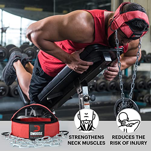 Dmoose Neck Harness, Increases Neck Core Strength And Supports Injury Recovery - Neck Exerciser With 30" Heavy Duty Steel Chain, Adjustable Head And Chin Neoprene Strap, Neck Trainer For Home And Gym #TOP13
