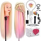 【Cabello grueso y largo】 Cerca de 29 pulgadas (74cm) de pelo largo. 140% de densidad de cabello pesado hace que sea fácil hacer diferentes estilos de peinados. Fanstic color rubio-rosa