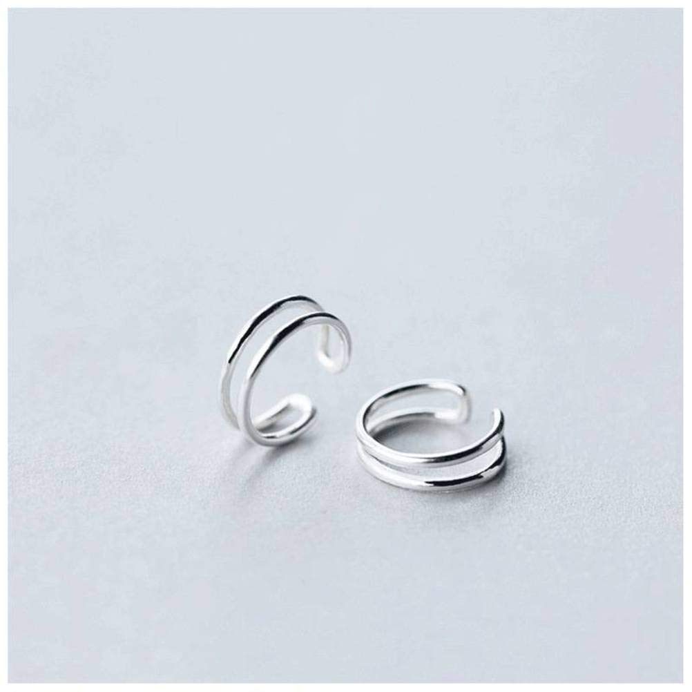 Boucles d'oreilles argent S925 véritable champignon blanc double rang - 8