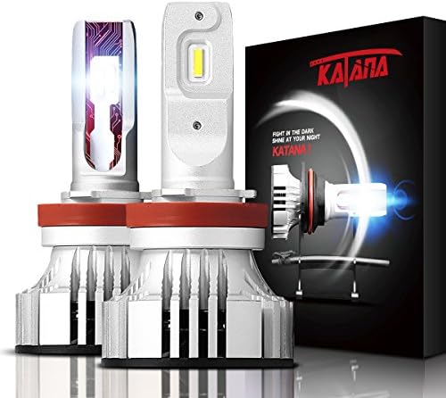 KATANA H11 H8 H9 LED Headlight Bulbs, 12000LM 72W 6500K Extremely Bright Conversion Kit,360 Degree Adjustable Beam Angle Halogen Replacement.