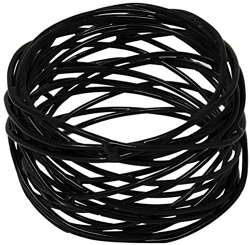 ITOS365 Handmade Round Mesh Black Napkin Rings Holder for Dinning Table Parties Everyday, Set of 6