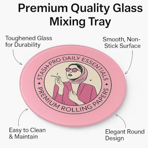Image of Stash-Pro Toughened Glass Round Crushing & Mixing Tray (Retro Pink)