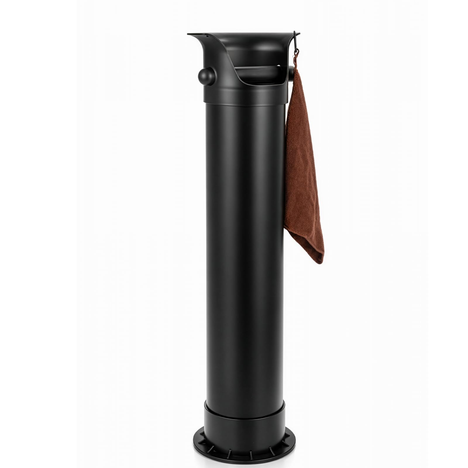 GreenWhim Coffee Knock Box Stand for Espresso Machine, Barista Coffee Grounds Bin with Knock Bar and Towel Hook, Floor Standing Knock Bin for Cafe Counter Home Coffee Station