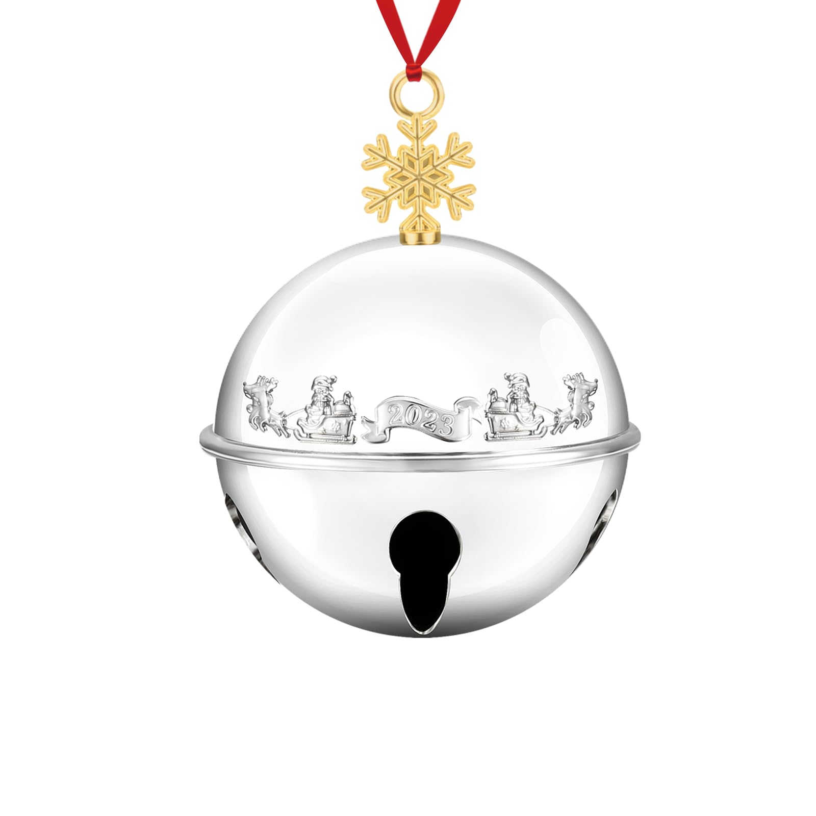 2023 Christmas Sleigh Bell Ornament, Christmas Bell Ornament for 2023, Jingle Bell Ornament Decor, Ornaments for Christmas Tree, Annual Bell with Extra Ribbon
