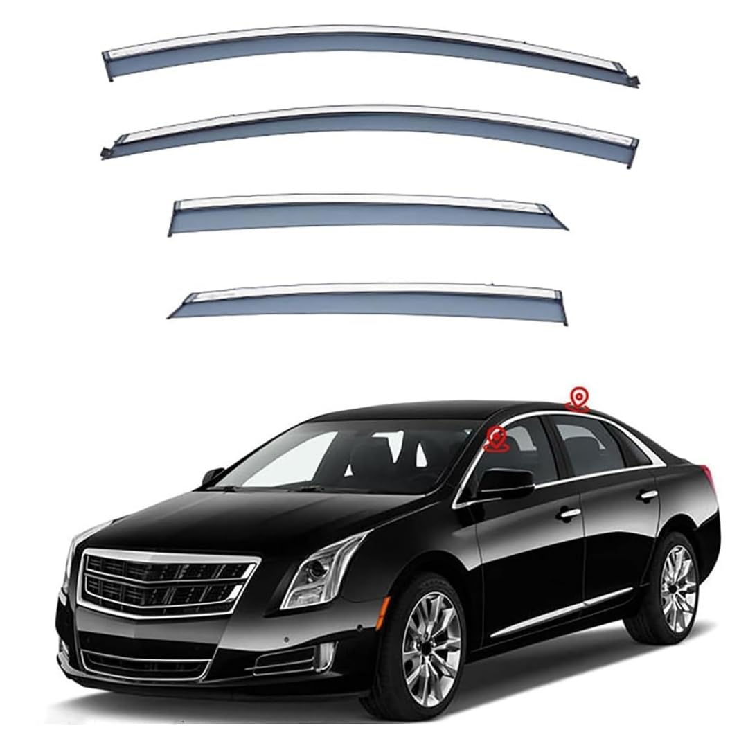 FENGJP Car Window Wind Deflectors for Cadillac XTS 2013-2020, Window Wind Deflector Visor Rain Smoke Guards Automotive Accessories