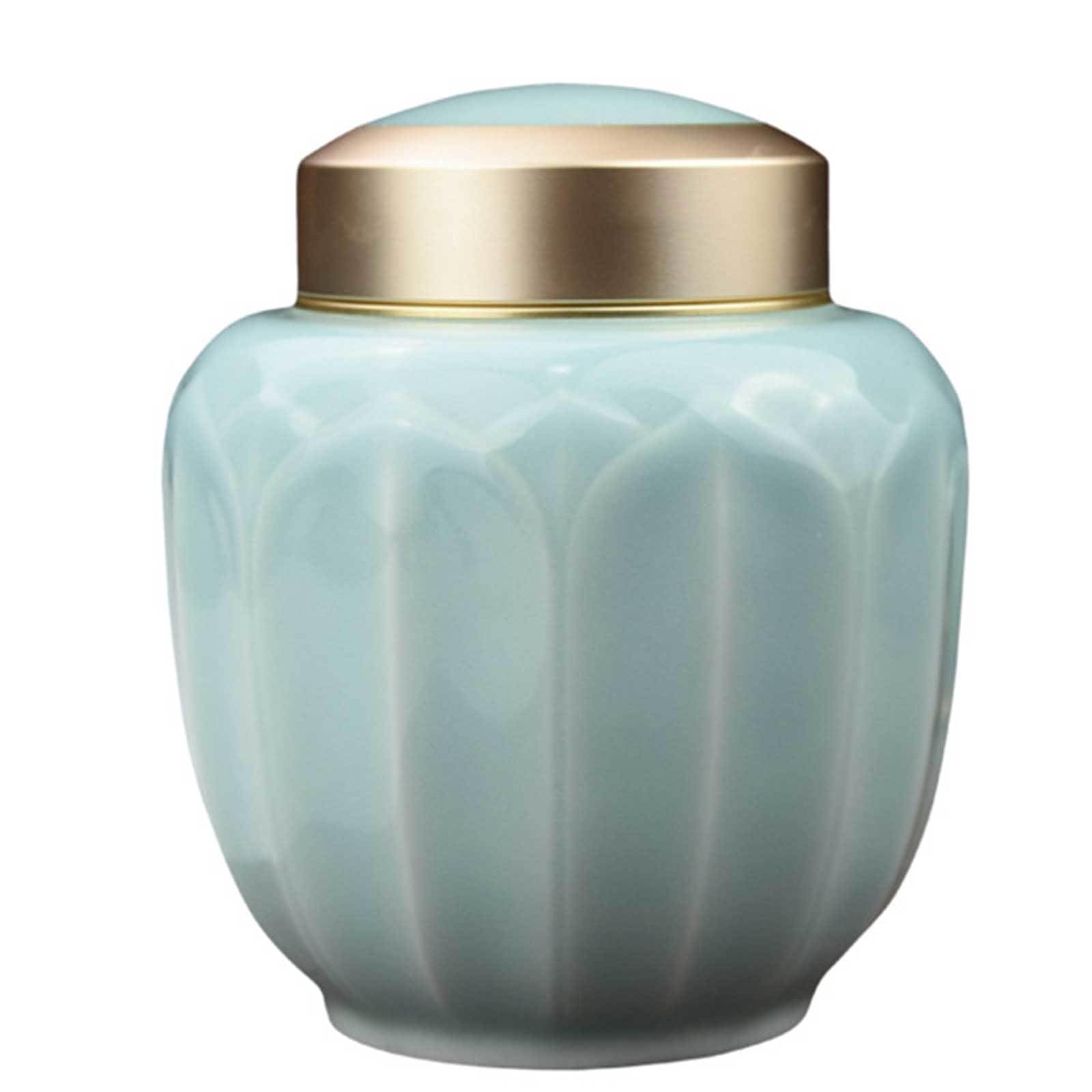 Urn, Memorial Urn with Embossed Lotus Flower - Funeral Niche Burial Decorative