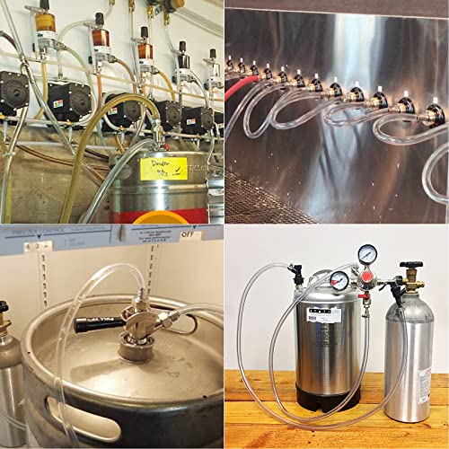 Wellbom Beer Line 3/16'' Id 7/16" Od 10 Feet Clear Vinyl Pvc Tubing With 4Pcs Hose Clamps For Kegerator, D Coupler, Draft Beer Tower Beer Dispensing #TOP6