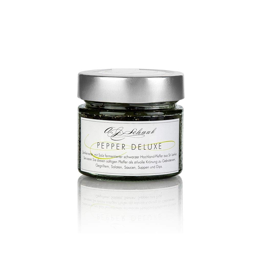 Schaub Spices Pepper Deluxe Schwarzer Pfeffer, mit Meersalz fermentiert, zerkleinert, 100g