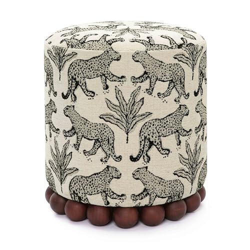 Tov Furniture Dex Taupe Leopard Jacquard Ottoman
