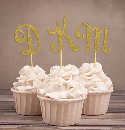 Darling Souvenir, Custom Initials Wedding Cupcake Toppers, Personalized Party Dessert Decorations - Pack Of 20 #TOP1