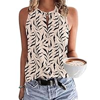 WNEEDU Débardeur sexy sans manches pour femme - Col en V - Coupe ample - Tendance, Feuille noire abricot, M