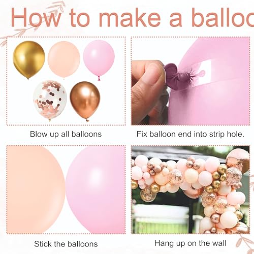 Image of 87 pcs set of pink, peach and golden balloons with rabbit and butterflies cutout for birthday decoration, home party celebration