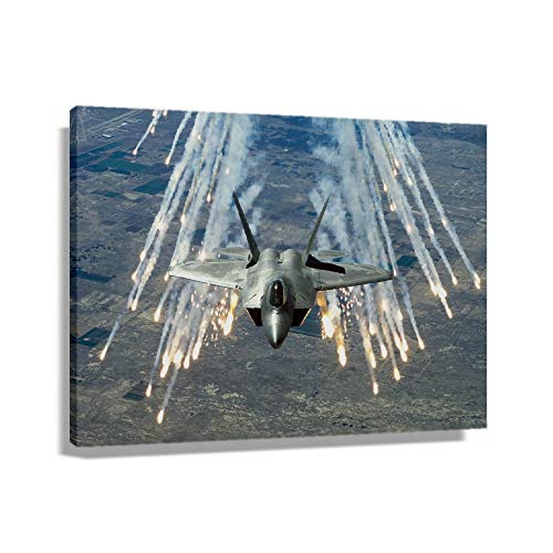 Lockheed Martin F-22 Raptor Fighter Poster Modern Kitchen Decor Pictures for Wall Artwork for Office Bedroom Canvas Prints Picture Painting for Bathroom Printed Canvas Decoration Artwork for Home (18x12inch(45x30cm),Unframed)