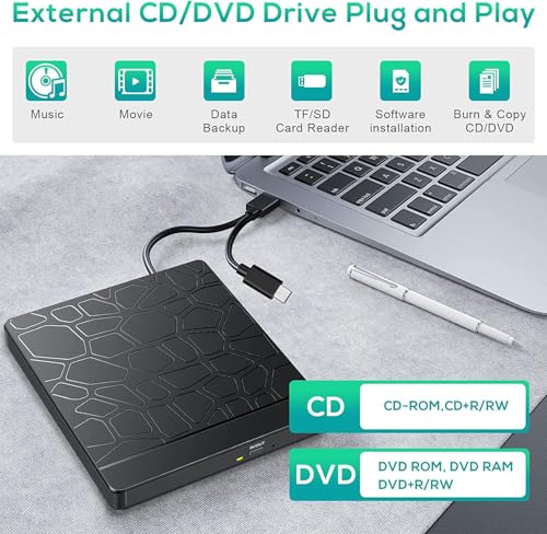 Lectora externa de CD y DVD USB 3.0 y Type-C miniatura 5