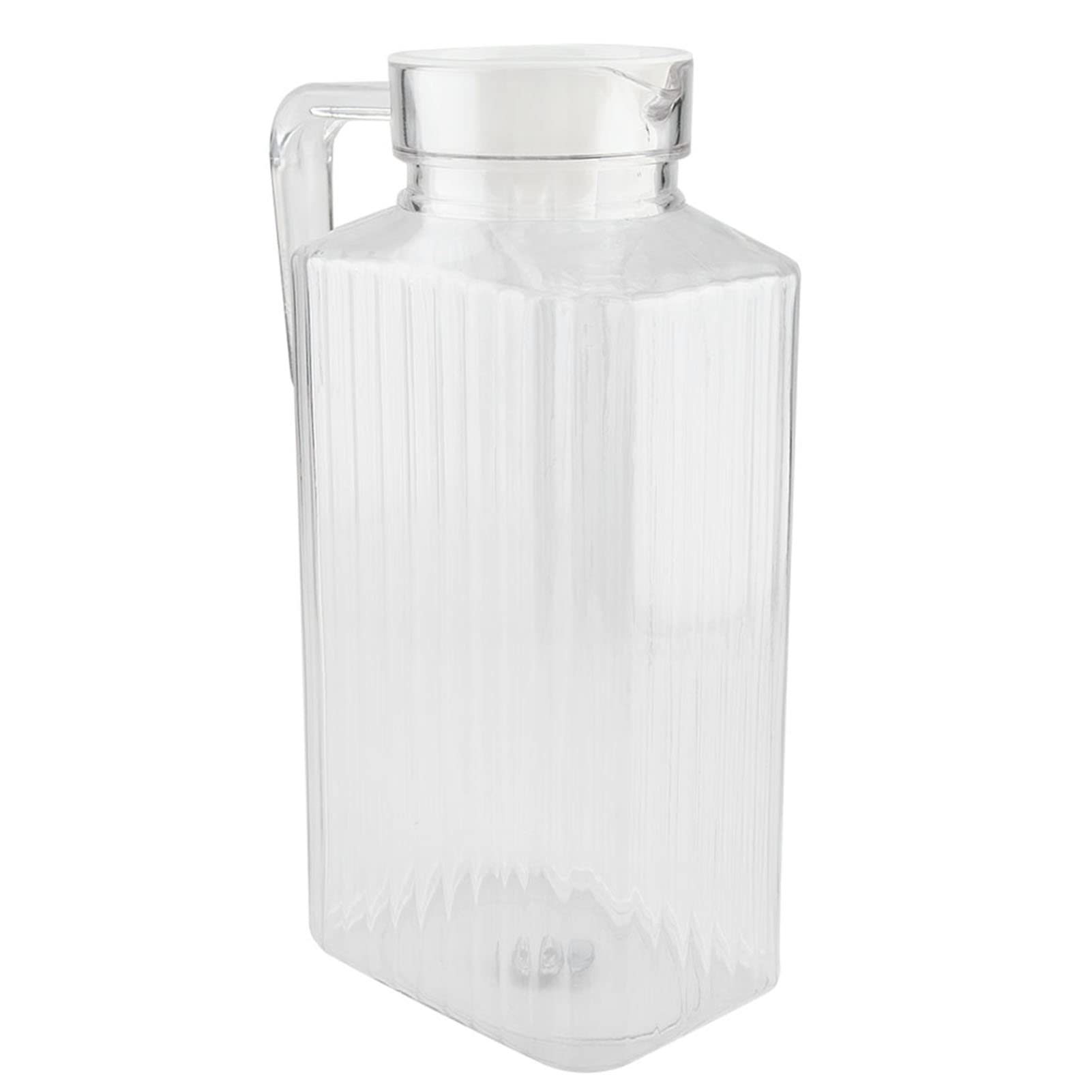 Acrylic Transparent Juice Bottle, Striped Water Ice Cold Juice Jug with Lid, Cold Water Bottle for Juice, Tea, Lemonade, Soybean Milk(1800ML)