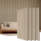 TONOR Akustikpaneele holz, 4 Stück 120 x 60cm   2,88m² Wandpaneele holz Holzpaneele wand als Schallschutzplatten, Wandverkleidung Holzoptik für Wanddeko Wohnzimmer, Büro, Küche, Eiche