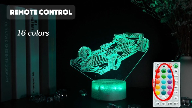 Image of F1 Car Gifts for Boy, Formula One Night Light with Remote Control, 16 Colors Changing, RGB Flashing Mode and Dimmable, Sport Race Car Gifts for Boys Christmas Decor