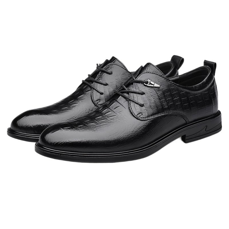 Oxford Dress Shoes for Men Lace Up Pointed Toe Leather New Shoes Non Slip Anti-slip Low Top Block Heel Business2