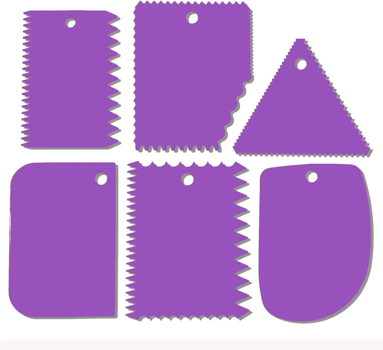 KASTWAVE 6 Pcs/Set Baking Spatulas Pastry Dough Cutter Cake Bread Slicer Baking Pastry Tools Scraper Cake Blade Silicone Spatula For Cake Patisserie Scraper Decoration Tool (purple)