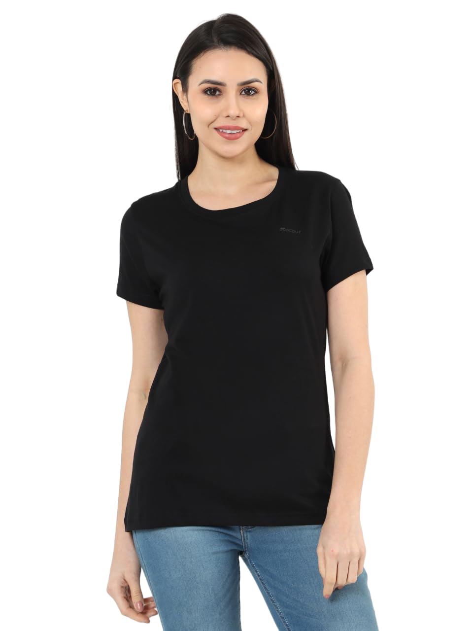 ScoutWomen's Solid Round Neck/Crew Neck T-Shirt