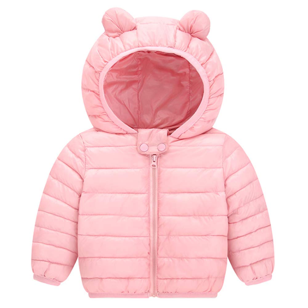 Ding Dong Baby Toddler Kid Boy Girl Winter Ears Hooded Puffer Coat(Pink,5T)