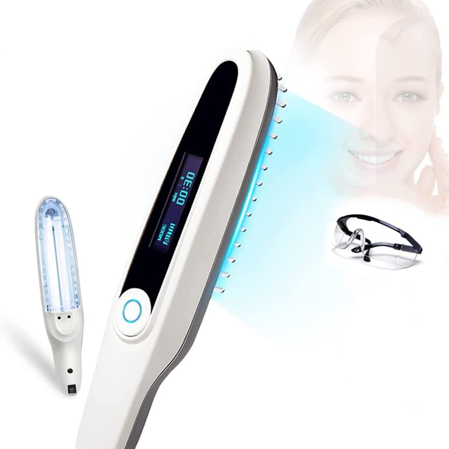 311 Nm smalband UV-fototherapielicht met timer en LCD-display, UVB-therapielamp voor thuisgebruik voor huid, lichaam en hoofdhuid, inclusief veiligheidsbril