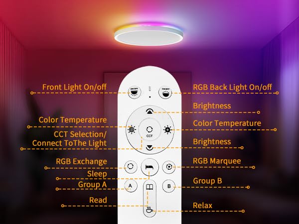Plafonnier LED Smart Alexa 30W extra plat avec double eclairage dimmable et RGB