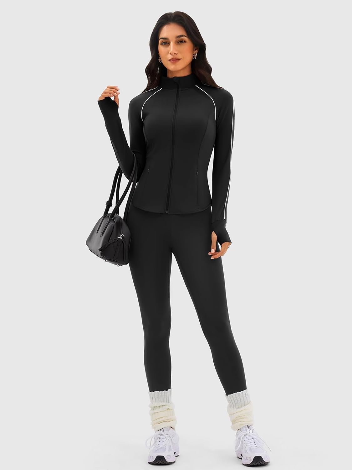 Workout Jackets for Women, Zip Up Athletic Jacket Slim Fit Running Tops with Pocket & Thumb Holes - Image 6