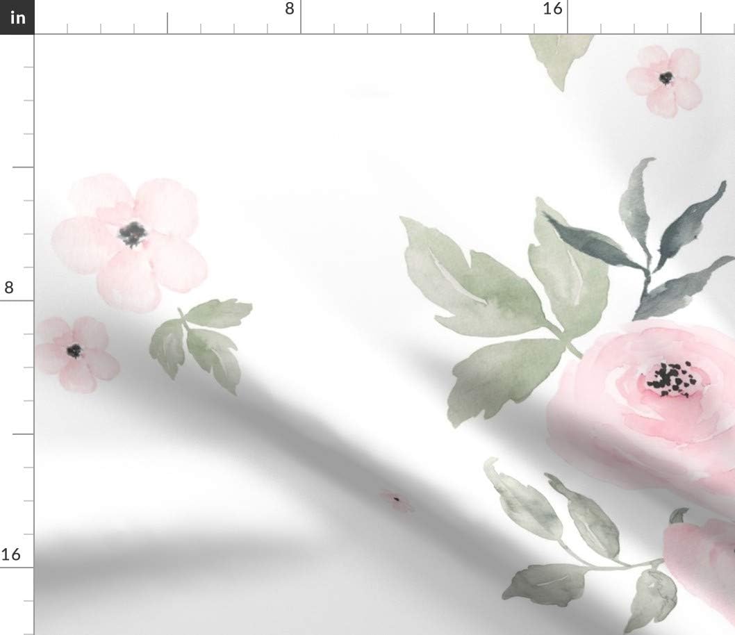 Spoonflower Fabric - Sweet Blush Roses Pink Flowers Floral Nursery Pastels Girl Printed on Petal Signature Cotton Fabric by The Yard - Sewing Quilting Apparel Crafts Decor