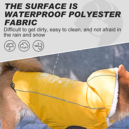 Dillybud Winter Dog Raincoat Jacket, Waterproof Windproof Hooded Slicker Poncho With Fleece Liner And Leash Hole For Small To X-Large Dogs And Puppies Boys Girls Dog Clothes For Cold Days,Yellow Xs #TOP2