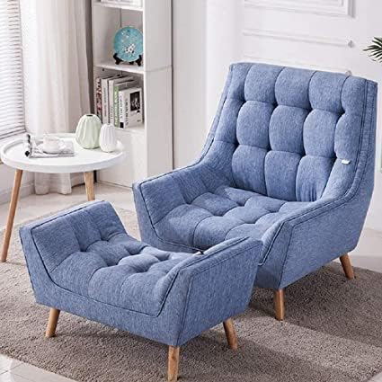 House Designer Back and Arm Rest Fabric Living Room Chair Accent Chair Armchair Stylish Sofa Chair (Blue)-image-19
